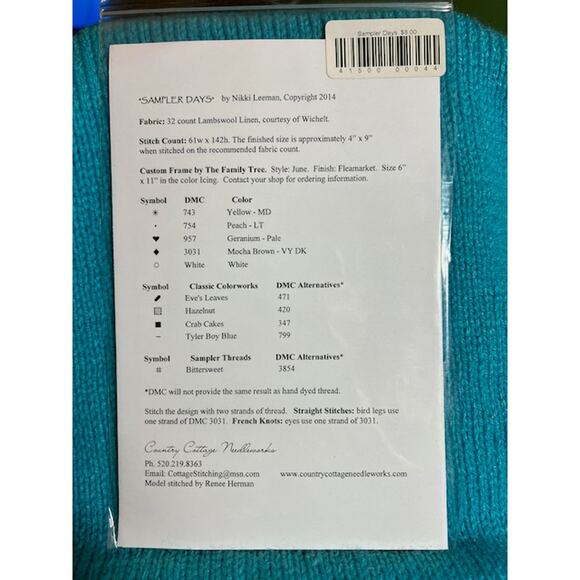 country cottage needlework cross stitch pattern Sampler Days - Picture 2 of 3